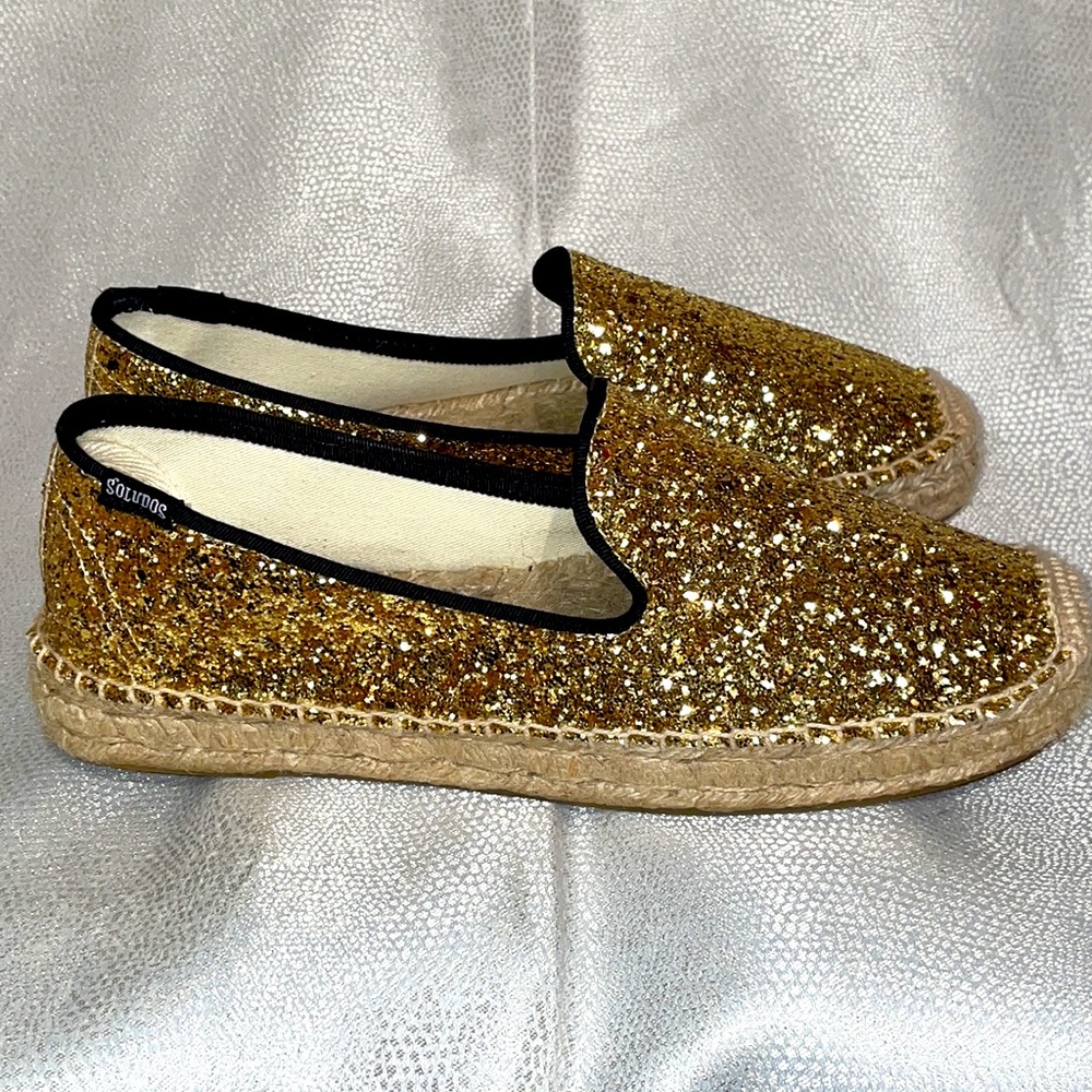 Rare Soludos Disco Glitter Platform Espadrille Slide, Size 9